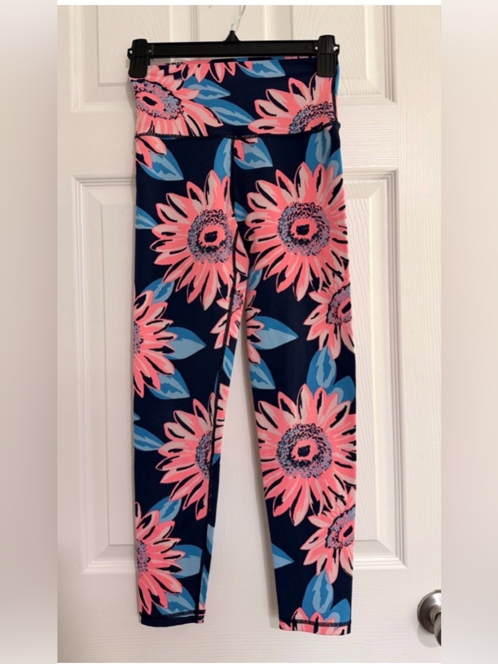 aerie Navy Leggings with Pink Floral Print